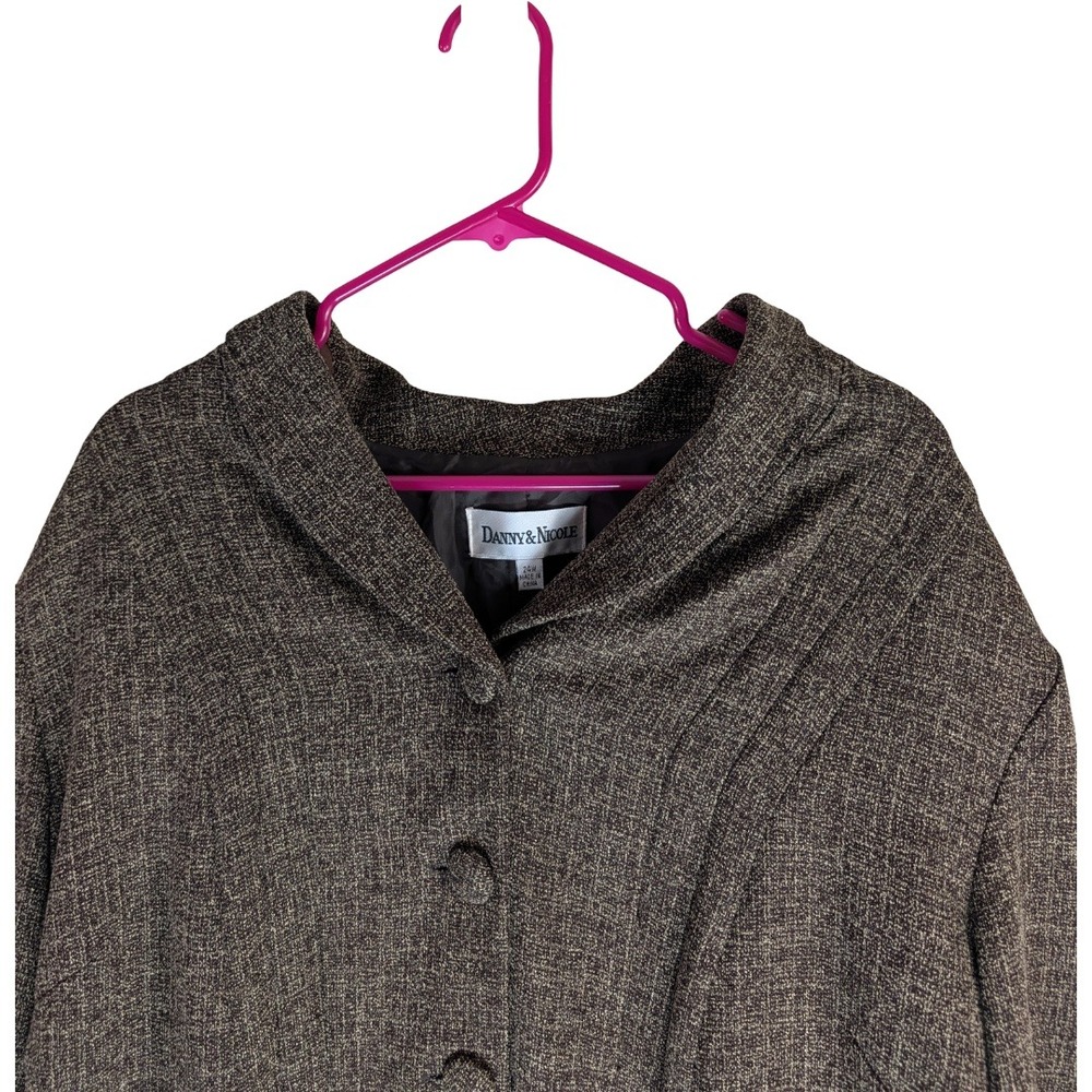 Danny & Nicole Blazer Womens 24W Brown Textured Shawl Collar 3/4 Sleeve - Picture 2 of 14